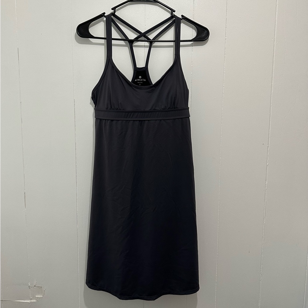 Athleta Work Out Dress Women’s Size S Built In Bra Spaghetti Strap Gray